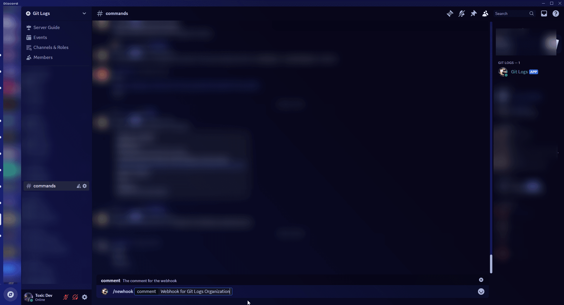/newhook command screenshot